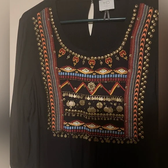 Anthropologie HD in Paris Ari peasant boho embellished blouse gauzy light 10 - Picture 5 of 6